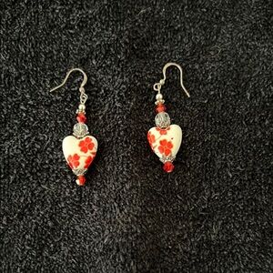 Floral Heart Earrings - Unique and Vintage